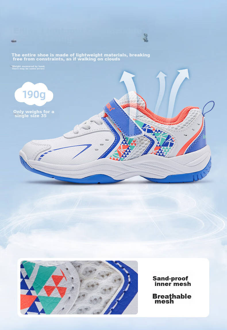 KAWASAKI Youth Badminton Shoes, Wear-Resistant, Shock-Absorbing, Breathable, Sports Running Shoes B4102, Pink, Size 32 5