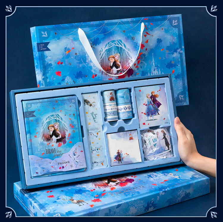 Disney Stationery Notebook, Journal, Gift Box, High-Quality Notebook, Children's Birthday Gift, Elsa Princess Light Blue, for Girls Aged 10-12 14