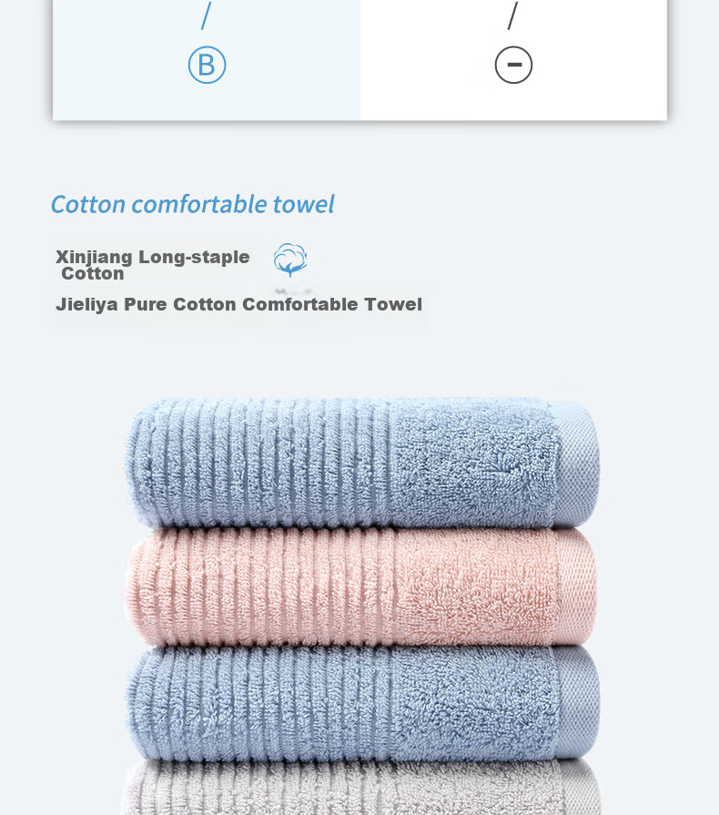 Grace 7A Antibacterial Towel, Pure Cotton, Highly Absorbent, 8-Pack, Xinjiang Long-Staple Cotton, Grade A, for Sports And Face Washing, 72*32cm, 75g/piece 2
