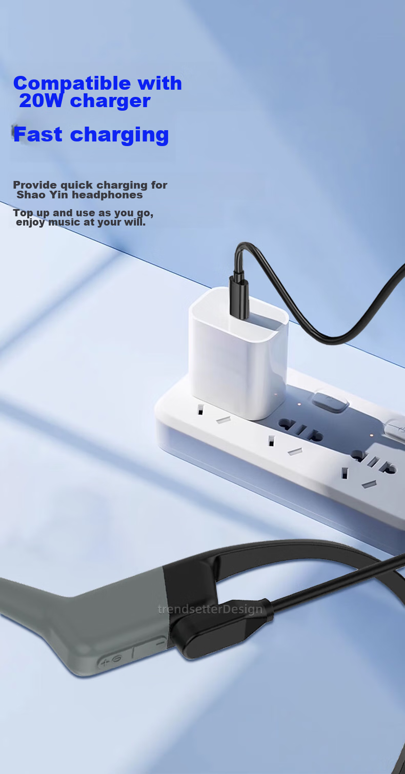Chaofan Compatible with Shao Yin Bone Conduction Headphones Type-C Charging Cable AS800/S810/S803/AS811 Wireless Bluetooth Sports Earphones Charger Magnetic Charging Cable 6
