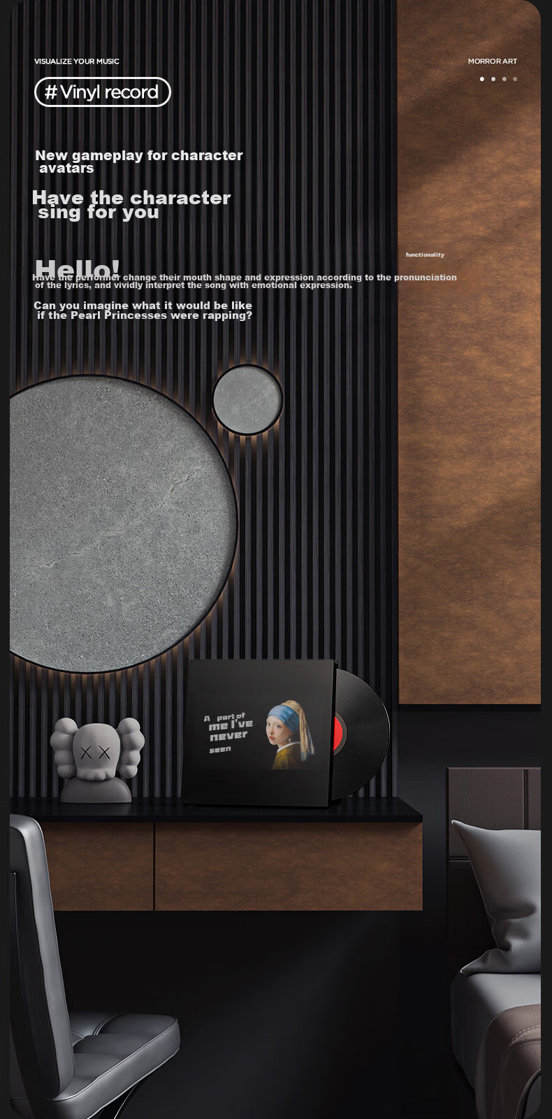 MORRORART Muna M2 Desktop Song Lyrics Speaker with Floating Subtitles, Vinyl Record, Wireless Bluetooth Speaker, Smart Home Birthday Gift, Subsidy, Electronic Digital Photo Frame 13