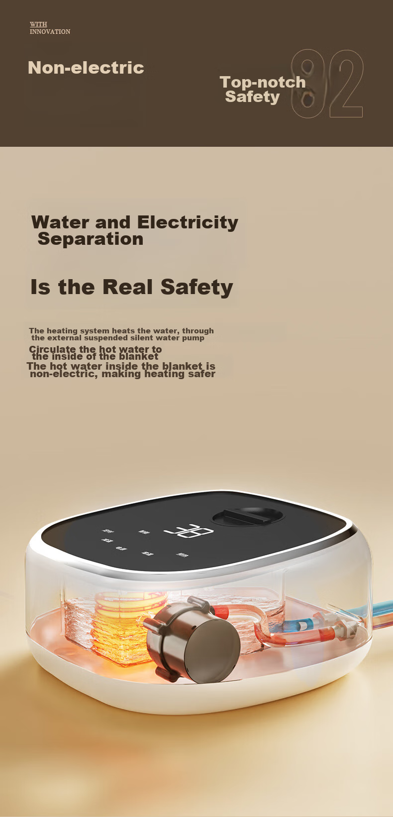 Huanding Water Heating Blanket, Sold by JD, 2026 New Model Water Heating Electric Blanket, Water Circulation Electric Mattress Pad, 1.8 Meters X 2 Meters 8