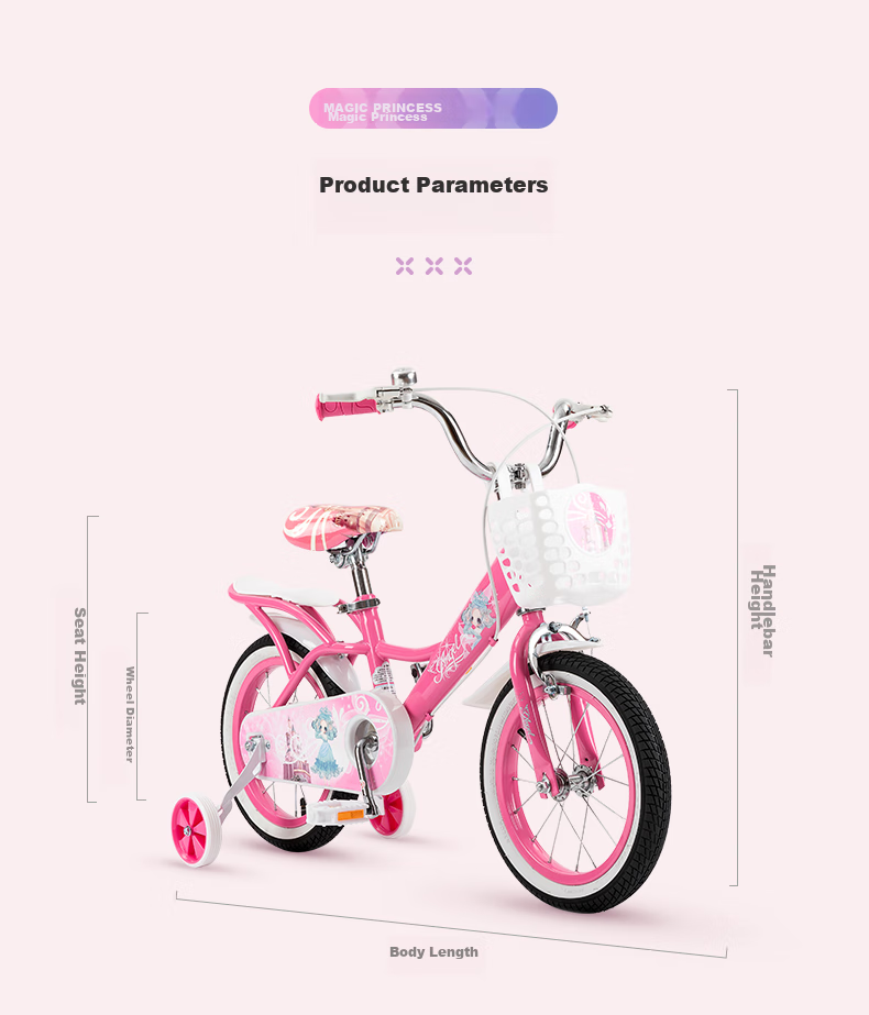 TOPRIGHT Sold by JD, Honeybird Aluminum Alloy Children's Bicycle for Girls Aged 3-8, Baby Pedal Bike, 16-Inch Pink 15