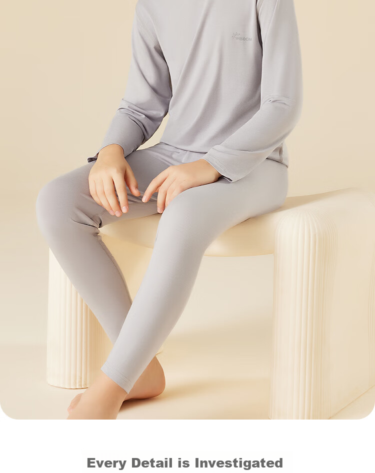 Nanjiren Children's Thermal Underwear Set, Boys' Modal Autumn Top And Pants, Student Baby Thin Pajamas, Gray, Size 120 15