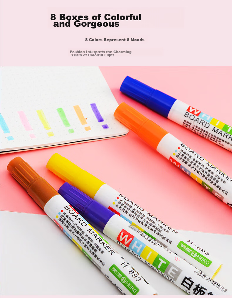 HERO Whiteboard Markers [Pack of 10], Black, 893 7