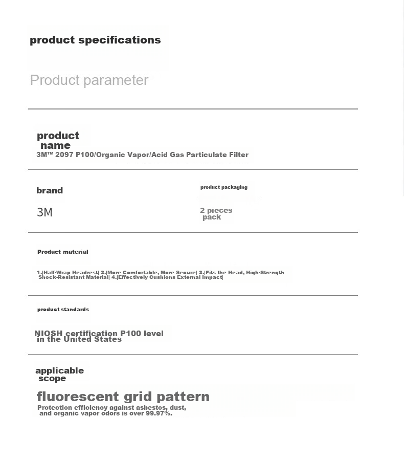 3M 2097CN P100 High-Efficiency Filter Cotton for Particulate And Organic Vapor Protection, with Face Mask, 2 Pieces/pack 5