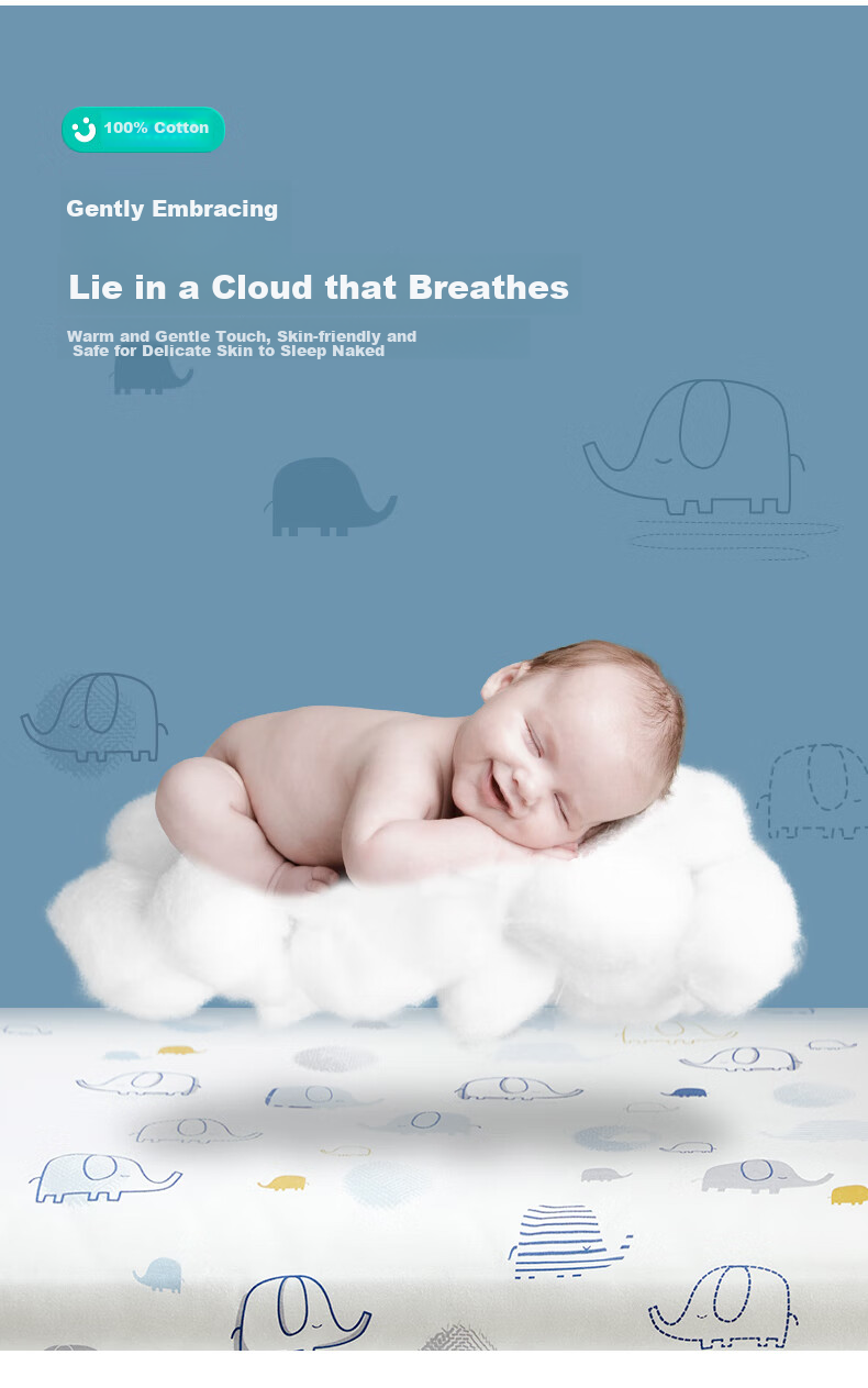 KUB Baby Crib Sheet, Pure Cotton Breathable, Infant Bed Cover, Non-Slip Class A Baby Bed Sheet - Hani Xiaoxiang 65cm 5