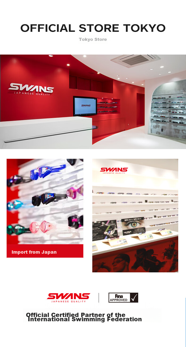 SWANS Swimming Goggles for Youth, Professional Training, Anti-Fog, Waterproof, High-Definition, Non-Prescription, Myopia Swim Glasses for Men And Women, 150° 8