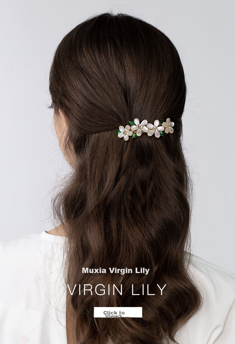 Cercoo Mary Lily Series Flower Hair Clip, Luxury Horizontal Hair Clip, Barrette, Hair Accessory, Gift for Girlfriend 2