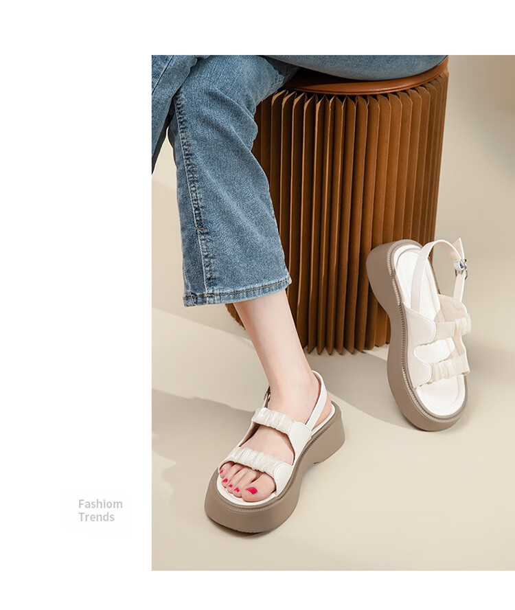 ZHR Roman Sandals for Women, Summer Height-Increasing Slippers, Outdoor Wear, Single-Strap Women's Shoes, 2026 New Style JF10T, Beige, Size 36 23