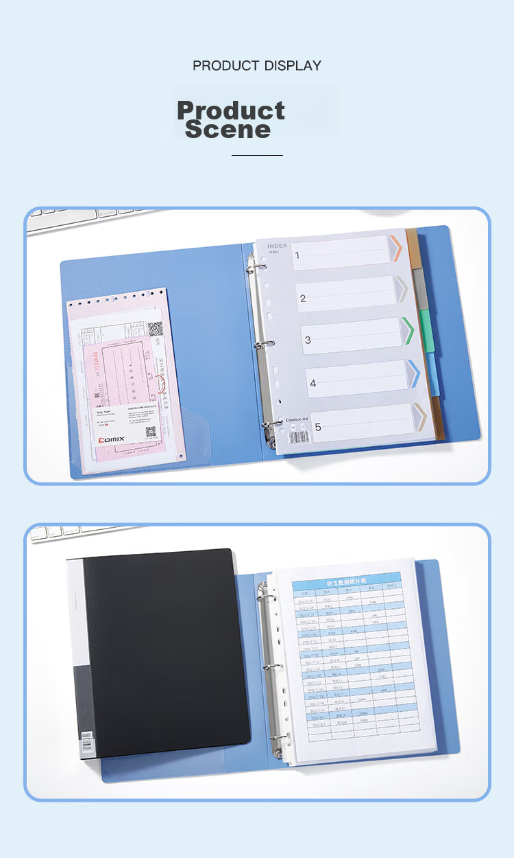 COMIX 1.5-Inch 3-Hole O-Ring Binder/Document Folder A4 Black TC530AB 11