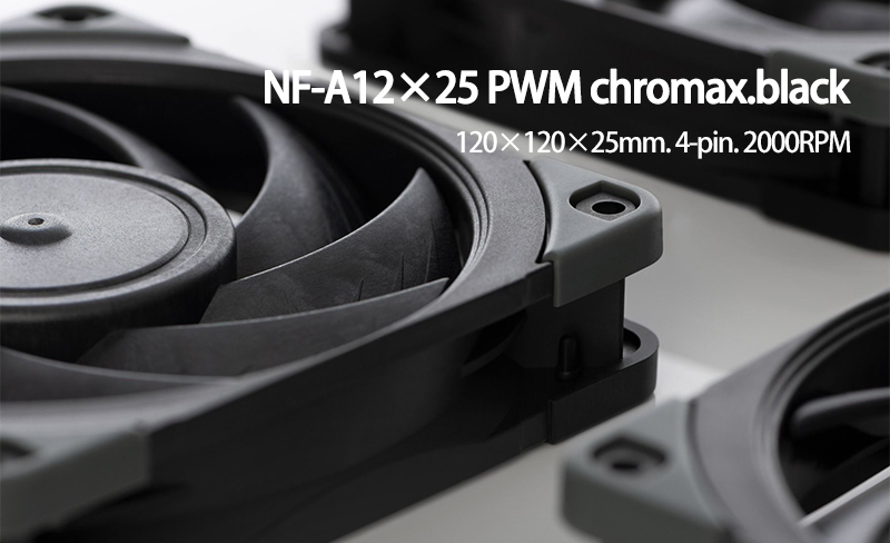 Noctua NF-A12x25 PWM chromax.black 12cm Fan Intelligent Temperature Control/4-Pin Fan Water Cooling Exhaust Fan Case Fan Black 1