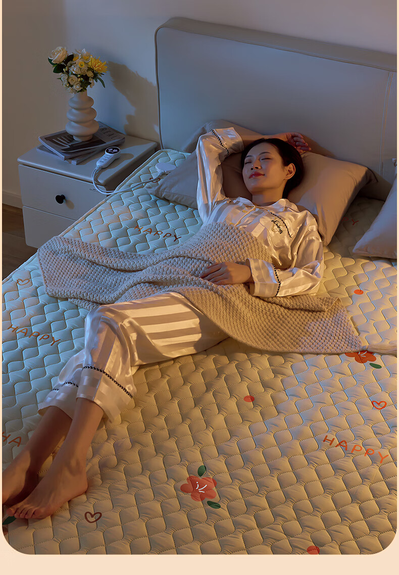 CHIGO [Dehumidifying And Mite-Removing] Graphene 3C Certified Waterproof Single/double Electric Heating Blanket Mattress Pad for Dormitory, 1.5*1.2 Meters 9