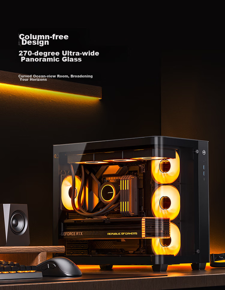 JONSBO TK-3 Black Curved Panoramic ATX Case (Dual 360 Radiator Support/ATX PSU/10 Fan Positions/Type-C Gen2 10Gbps+) 4