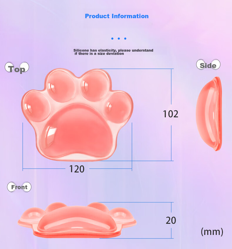 EXCO Crystal Jelly Cat Paw Wrist Guard, Silicone Wrist Pad, Small Size Wrist Rest, Office Mouse Hand Support, Cute Cartoon Palm Rest for Women, Soft And Washable, Cherry Blossom Pink 9907 11