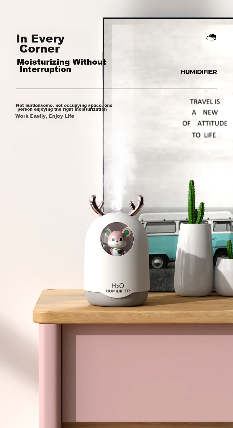 Kelleia USB Humidifier, Quiet Operation for Bedroom, Baby, Office Desk, Large Capacity, Smart Humidity Control, Dual Spray Heads, High Mist Output, Low Noise, Air Purification [Nanometer Atomization] 4