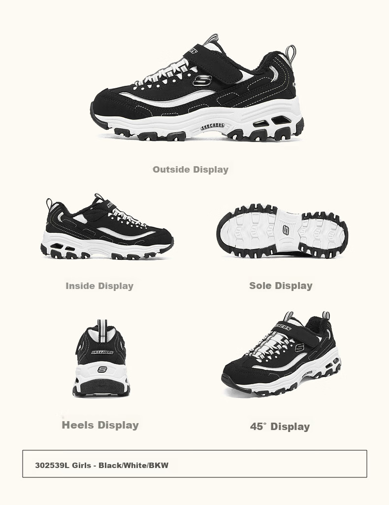 Skechers Kids' Self-Owned Milk Tea Bear Children's Shoes Autumn and Winter Girls' Sports Shoes Big Kids' Running Shoes Panda Shoes 302526L 46