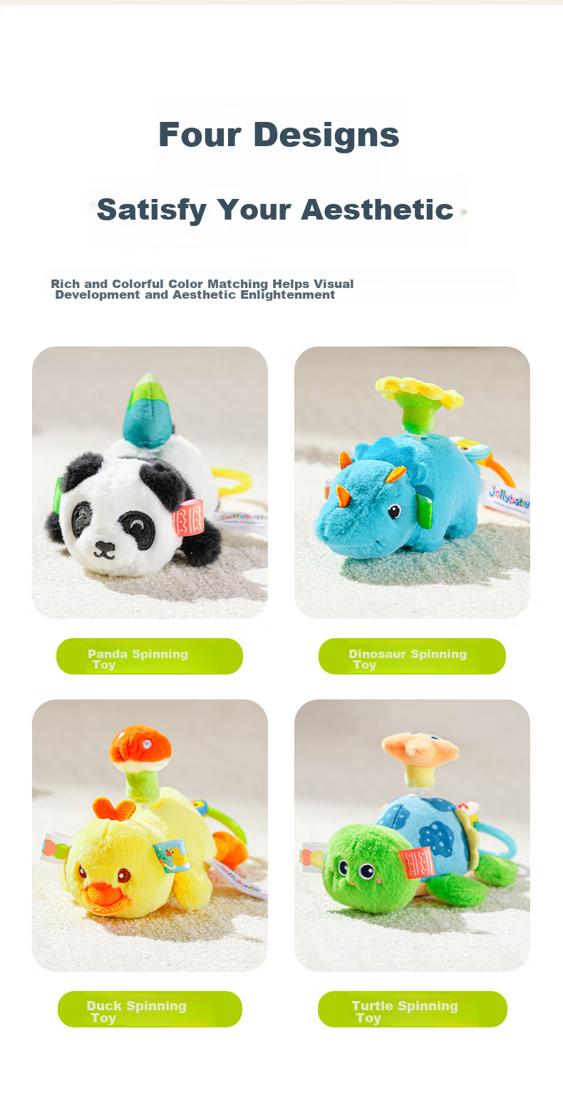 Jollybaby Cute Pet Spinning Toy with Pull Rope, Can Be Chewed And Soothing, 0-1 Year Old Baby Toy, Panda Spinning Doll 12