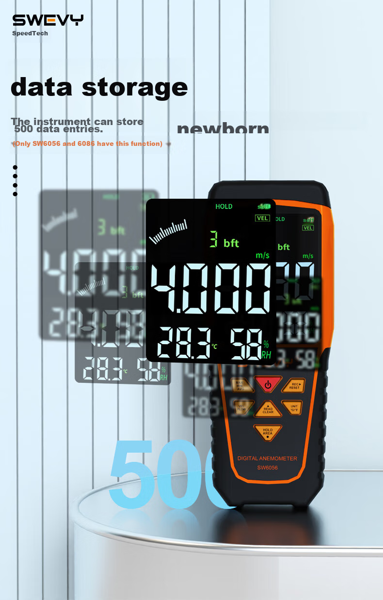 Suwei Anemometer Measures Wind Speed, High-Precision Handheld Air Flow Meter SW6016 11