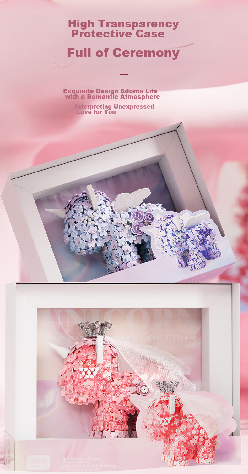 Yueguangshe Floral Unicorn, Building Block Assembly Toy, Girly Trendy Home Decoration, Birthday Gift for Girlfriends And Best Friends 3