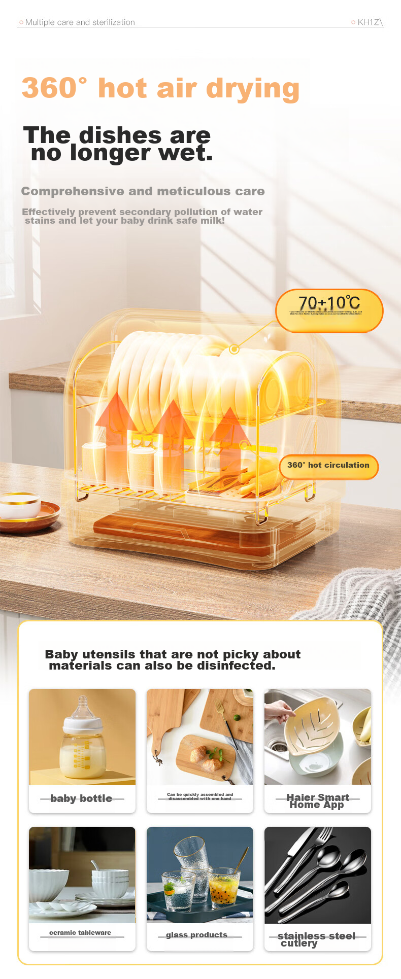 Canbo Disinfection Cabinet, Home Small Countertop Dish And Chopstick Sterilizer, UV Drying, No Draining Required, Mini Kitchen Disinfection Bowl Cabinet ZTD32-KH1Z 7