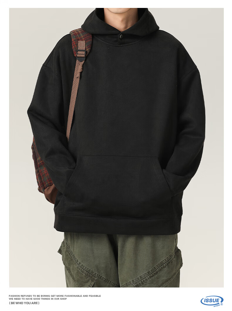 MMOPTOP American-Style Suede Milk Silk Sweatshirt for Men, Autumn And Winter Casual Hooded Top VE55151 Beige XL 6