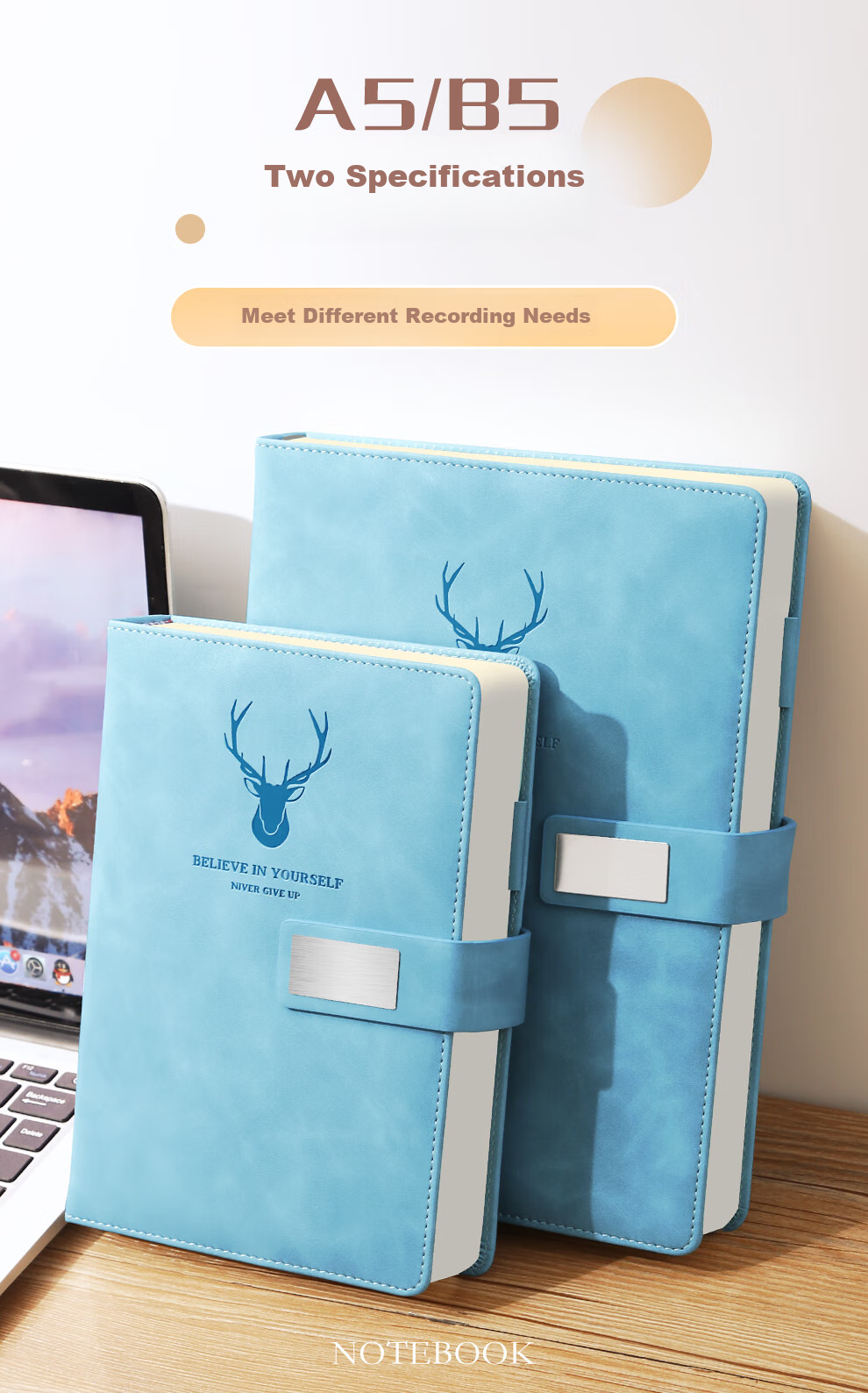 Jiaranheng A5 Green Notebook, Extra Thick Business Journal, Simple And Thick College Student Diary, Office Stationery, Leather Cover Notebook, Work Book, Meeting Record Book, Customizable 2