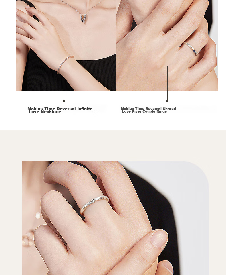 Fanci Mobius Love River Couple Rings Set Anniversary Birthday Gift for Girlfriend 8