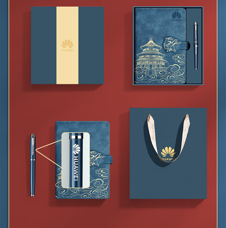 Ujia National Trend Notebook Gift Box Set, Forbidden City Chinese Style Creative Journal, Back-To Gift, Mid-Autumn Festival Gift for Teachers, Red Two-Piece Gift Box Set 3