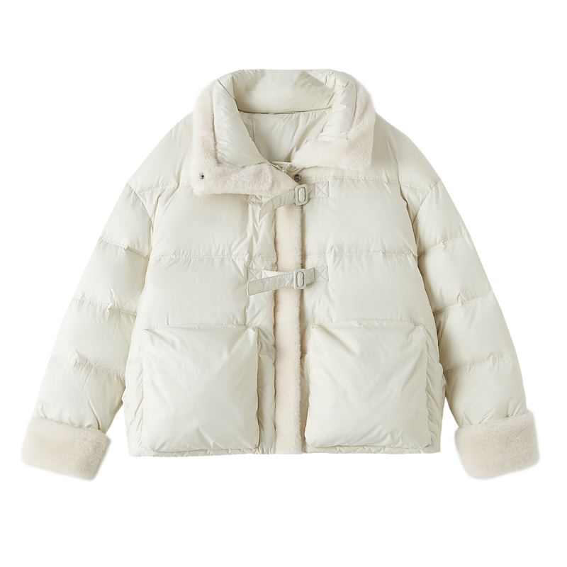 Dme [Xueshan Dushi] Winter 400T Spring Yafang 90% Duck Down Faux Sheepskin Patchwork Women's down Jacket