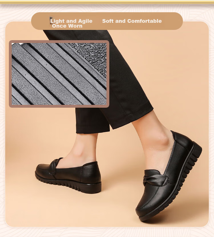 EGCHI Women's Shoes, Middle-Aged And Elderly Mom Shoes, Ladies Leather Shoes, Loafers, HD7518 Casual Style, Size 41 5