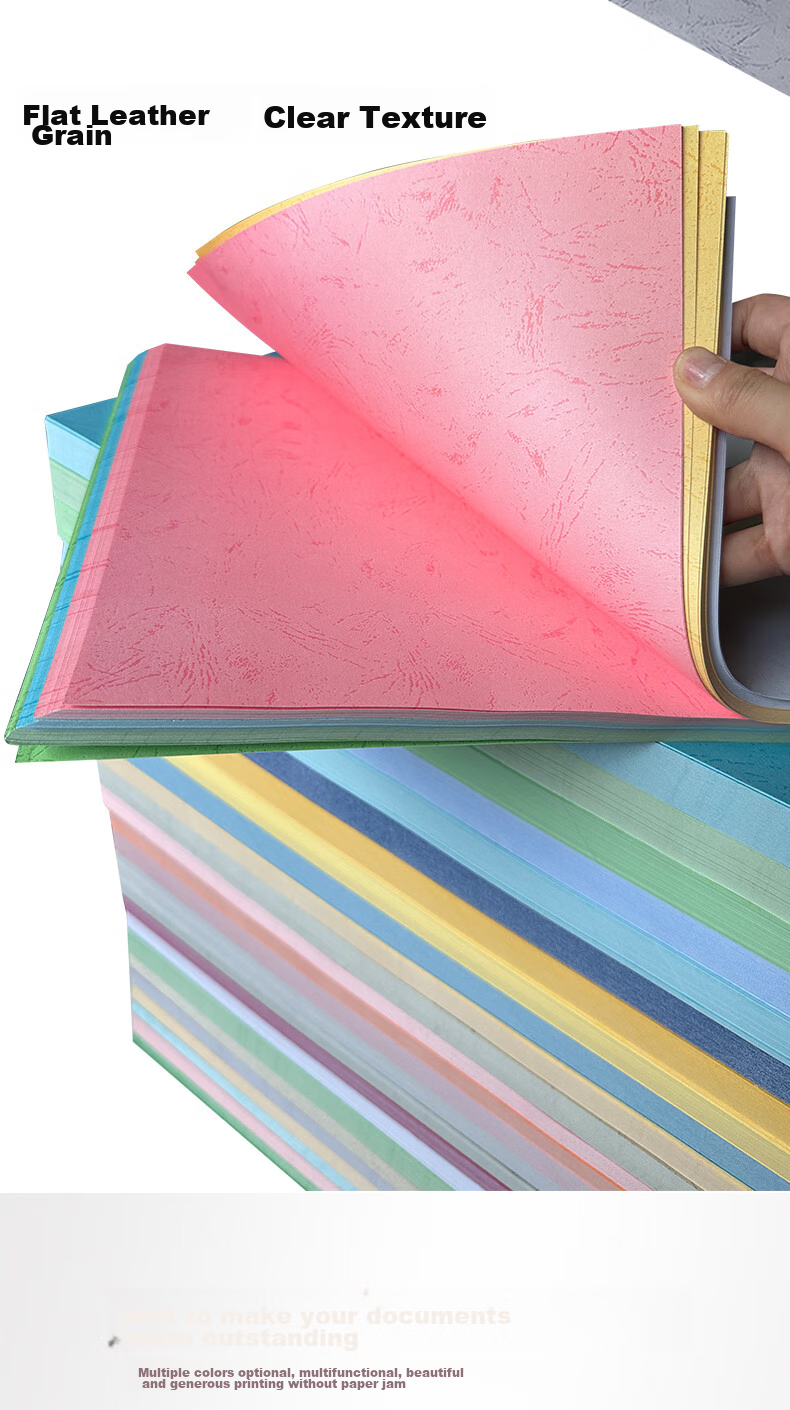 DOCON 180g A3++ Flat Leather Texture Paper, Sky Blue, 100 Sheets Cover Paper, for Glue Binding Machine And Stapler, Imitation Leather Texture Paper for Tender Documents, Cover Paper, Cloud Paper 3