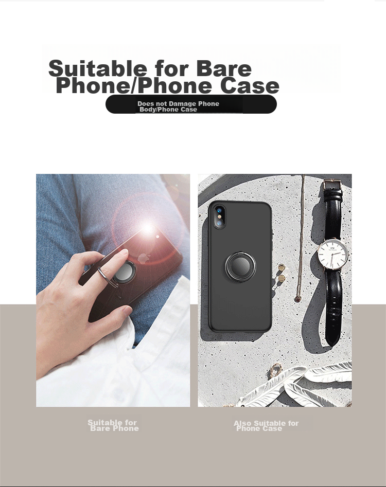 ESCASE Phone Stand Ring Holder Metal Ring Clip Slim Compatible with Huawei IPhone Samsung Xiaomi Honor Apple Phone Magnetic Car Mount Stand 7Plus Jazz Black 8