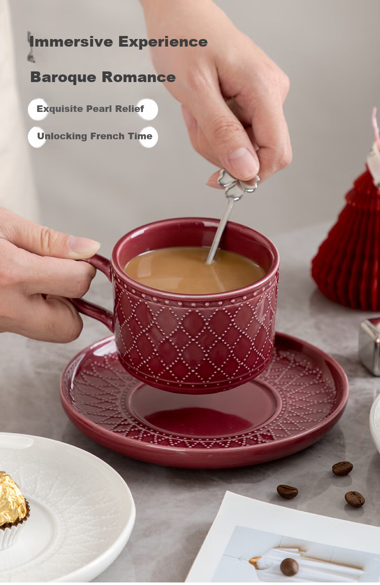 Banwushenghuo High-End European Style Coffee Cup Set with Ceramic Cups And Saucers, Luxurious Afternoon Tea Cups for Office And Home Use 4