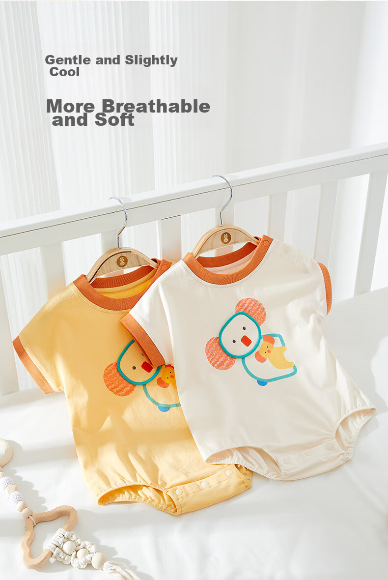 Wismorni Baby Romper, Summer Thin Style, Infant Triangle Bodysuit, Short-Sleeve Onesie, Newborn Crawling Suit 2