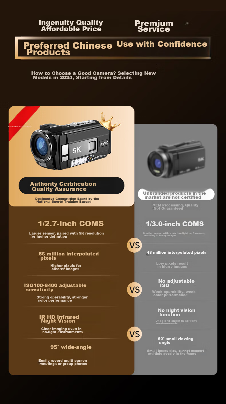 ORDRO AE20 5K Ultra HD DV Camera Dedicated Shooting Zoom Handheld Camcorder Anti-Shake Wide-Angle Wifi Connection Vlog Conference Short Video 6