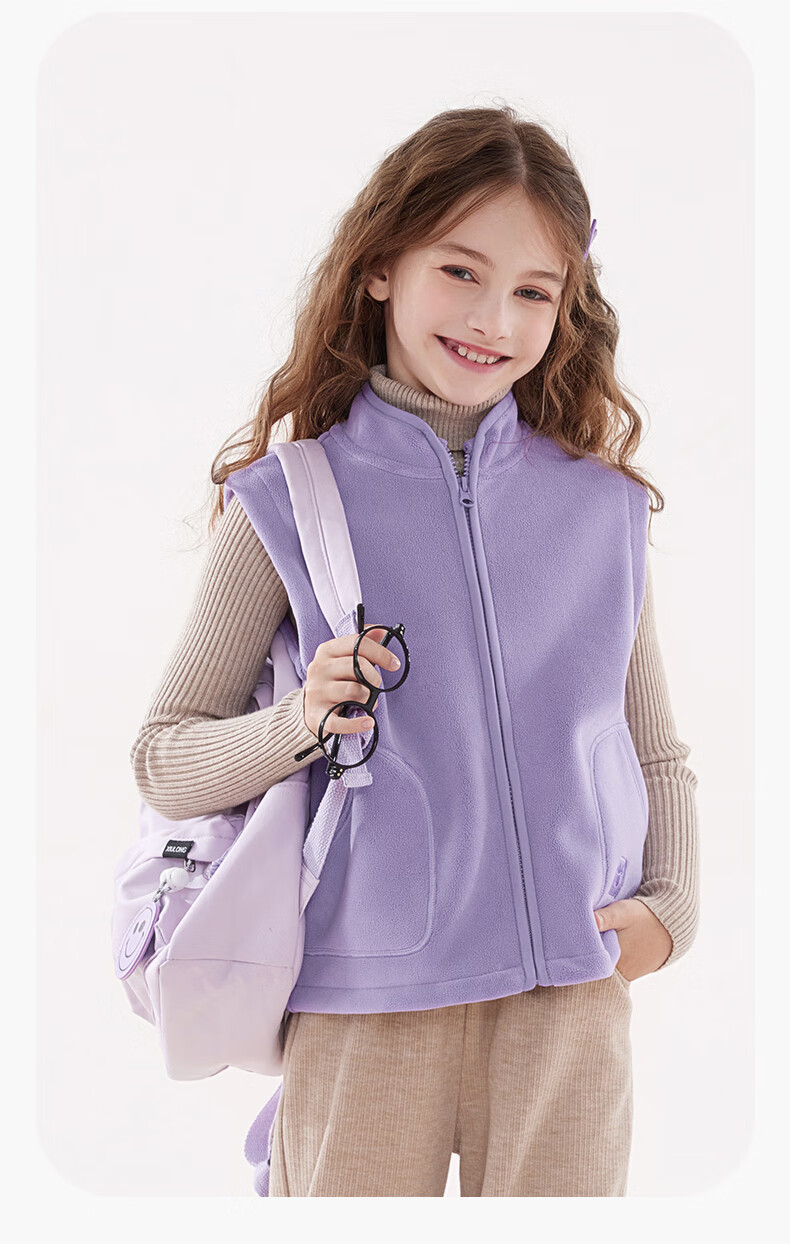Disney Girls' Vest Autumn And Winter Children's Fleece-Lined Thick Waistcoat Top for Older Kids, 3DS080 Milk Tea Color, Size 130 8