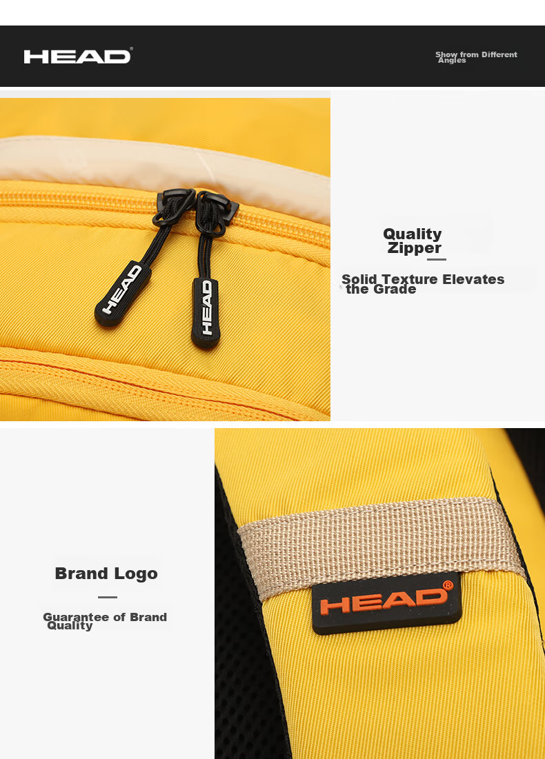 HEAD Lightweight Tennis Backpack, Multifunctional Laptop Bag, Large Capacity, Versatile, Big LOGO, Sports Hiking Backpack 20