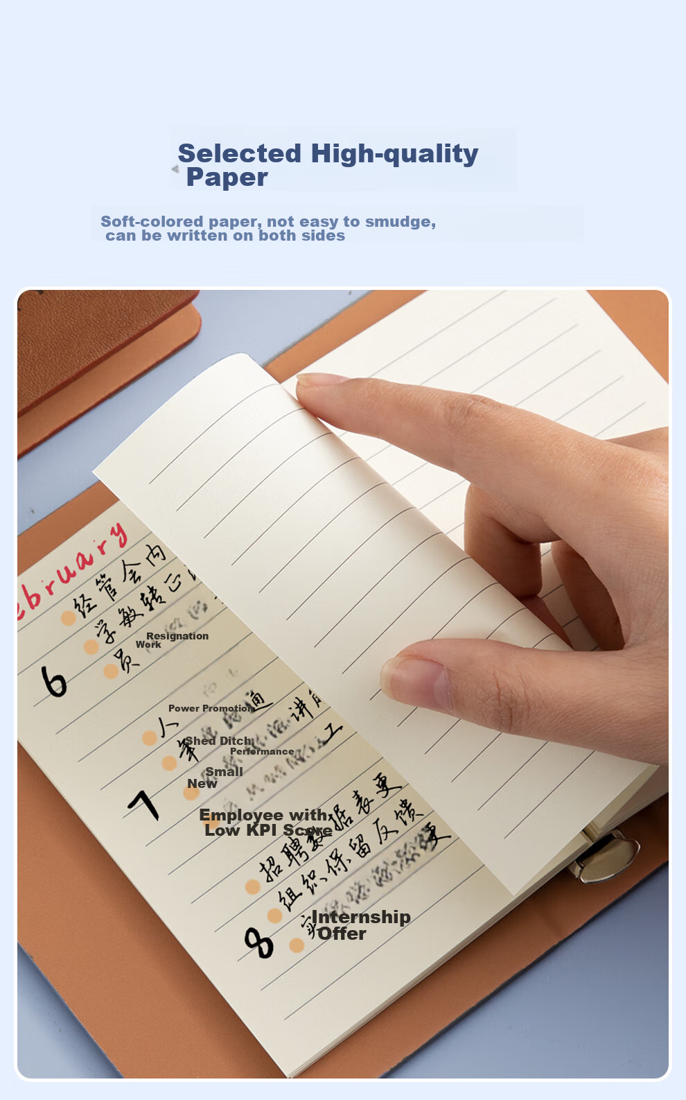 Jiaranheng A7 Loose-Leaf Notebook, Pocket-Sized Business High-Quality Portable Mini Notebook, Detachable Replaceable Inner Pages, Journal Notebook, Small Notepad, Customizable, Reddish-Brown Color 8