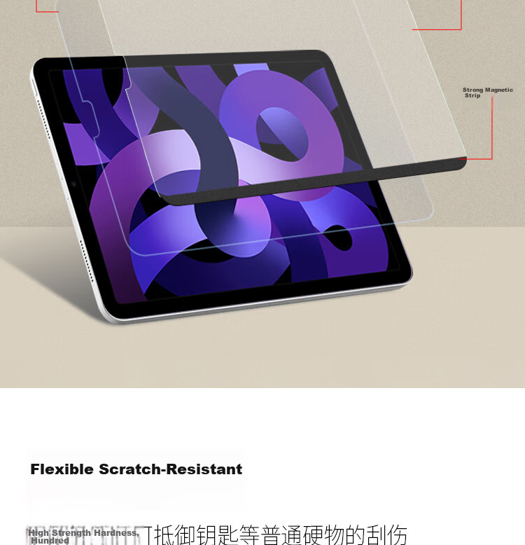 ESCASE IPad Air 5/4/pro Magnetic Paper-Like Film, Removable, Compatible with 2022/2021/2020/2018 Models, Full Screen Protection for 11/10.9-Inch Tablets, Writing And Drawing Kent Film 12