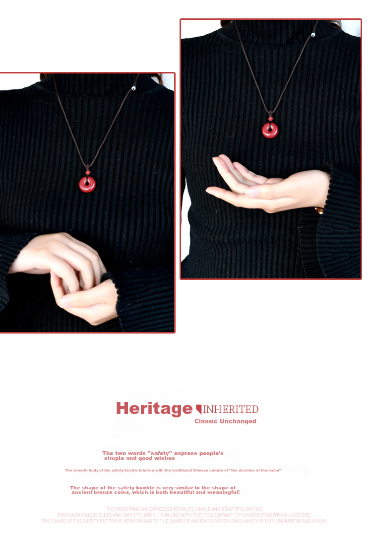 Lingfei Cinnabar Peace Buckle Pendant, Zodiac Year Gift for Men And Women, Birthday Present for Boyfriend Or Girlfriend, Regular Style 4