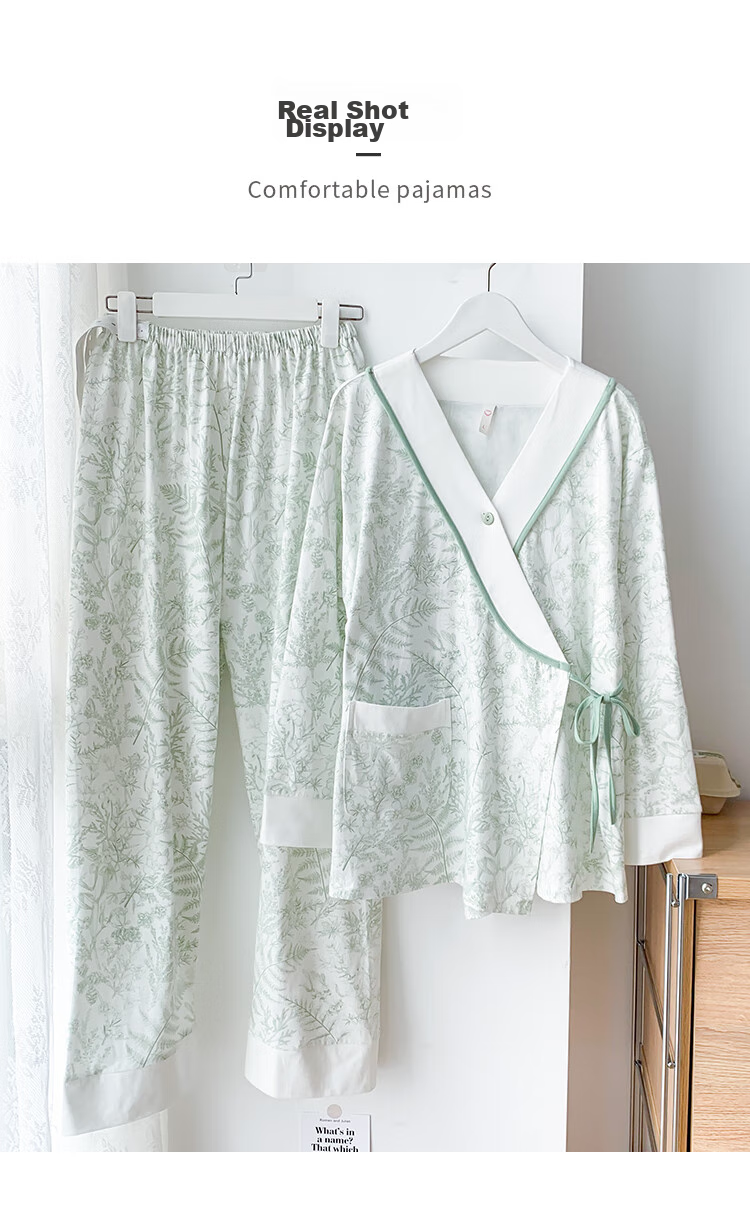 JOYNCLEON Maternity Summer Pajamas, Pure Cotton, Postpartum Nursing Wear, Breathable, Suitable for Outdoor And Home Use, Size L, Jyz154236 4