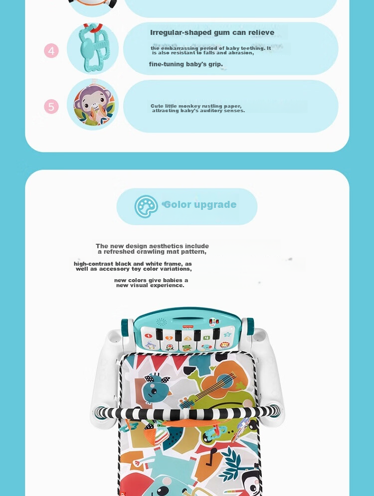 Fisher-Price Newborn Welcome Gift Toy, Birthday Present - Upgraded Colorful Piano Fitness Machine HXV97 7