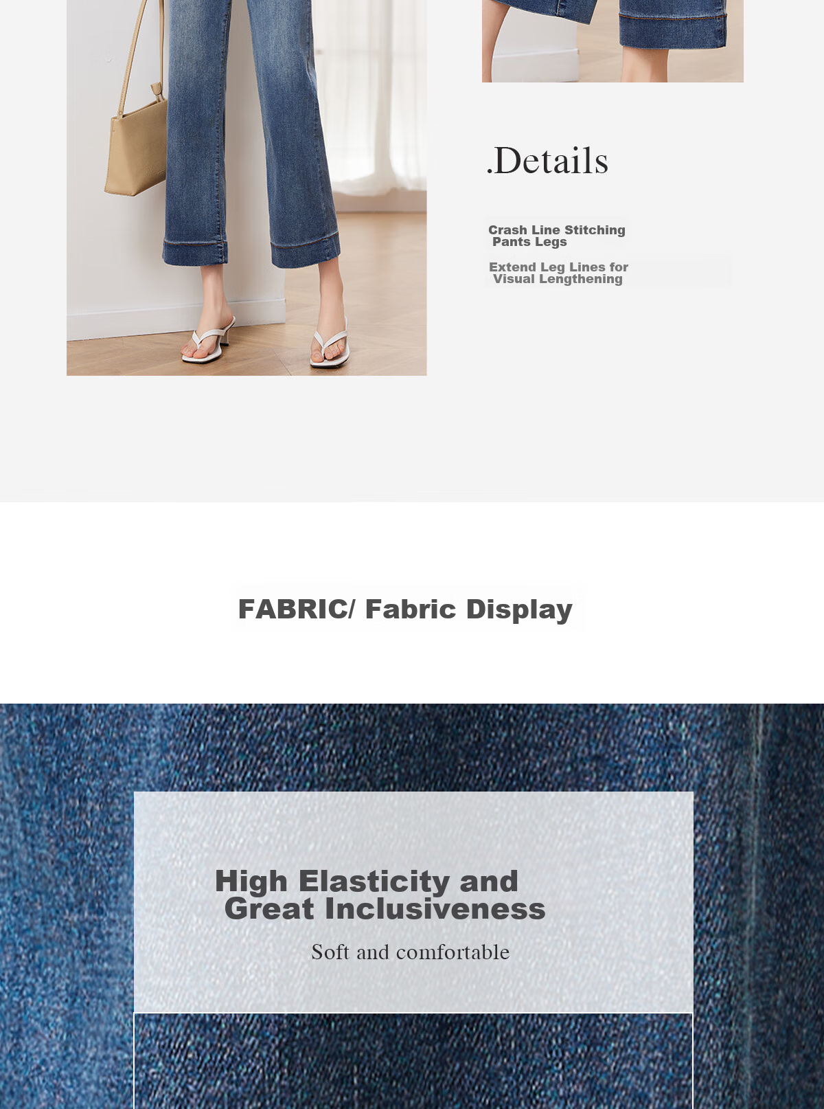 Taxiang High-Waisted Jeans for Women with Pockets, Wide-Leg Pants, Versatile Straight-Leg Trousers, Fashionable Women's Pants, Long Pants T143N1016 14