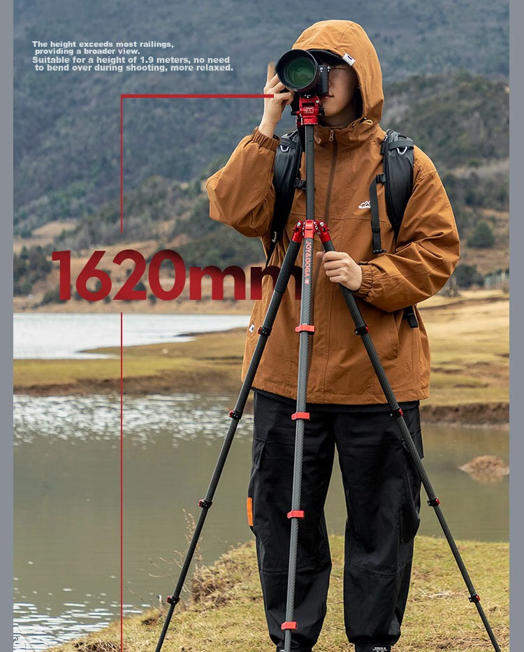 Fotopro X Joy Collaboration Edition, Flying One, Horizontal And Vertical Shooting Hydraulic Head, Carbon Fiber Camera Mirrorless Photography And Videography Tripod, Original Carbon Gray, Includes Phone Clamp 17