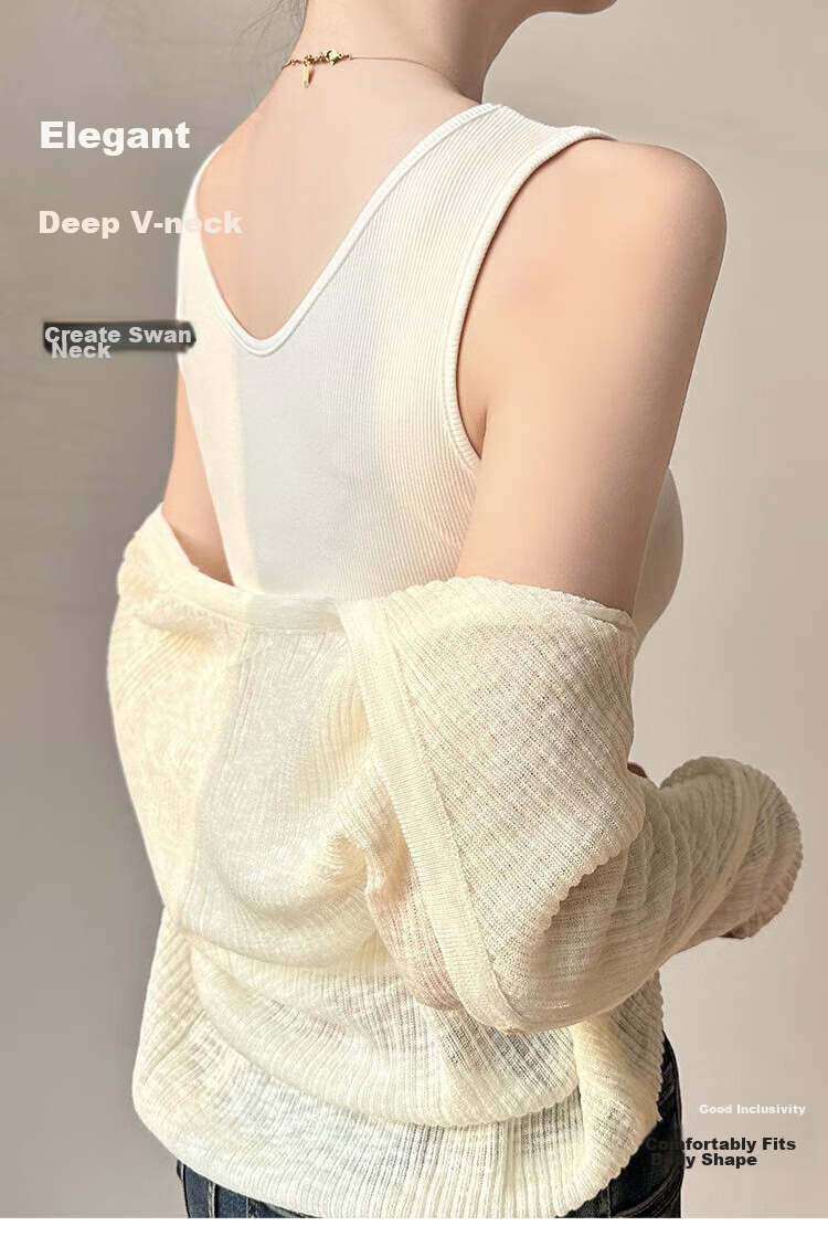XUEXIMAN Women's Camisole Tank Top, Autumn And Winter Sexy Inner Wear, Solid Color Thin Base Layer, Beautiful Back Design, Inner Wear And Outer Wear Top, XL 4