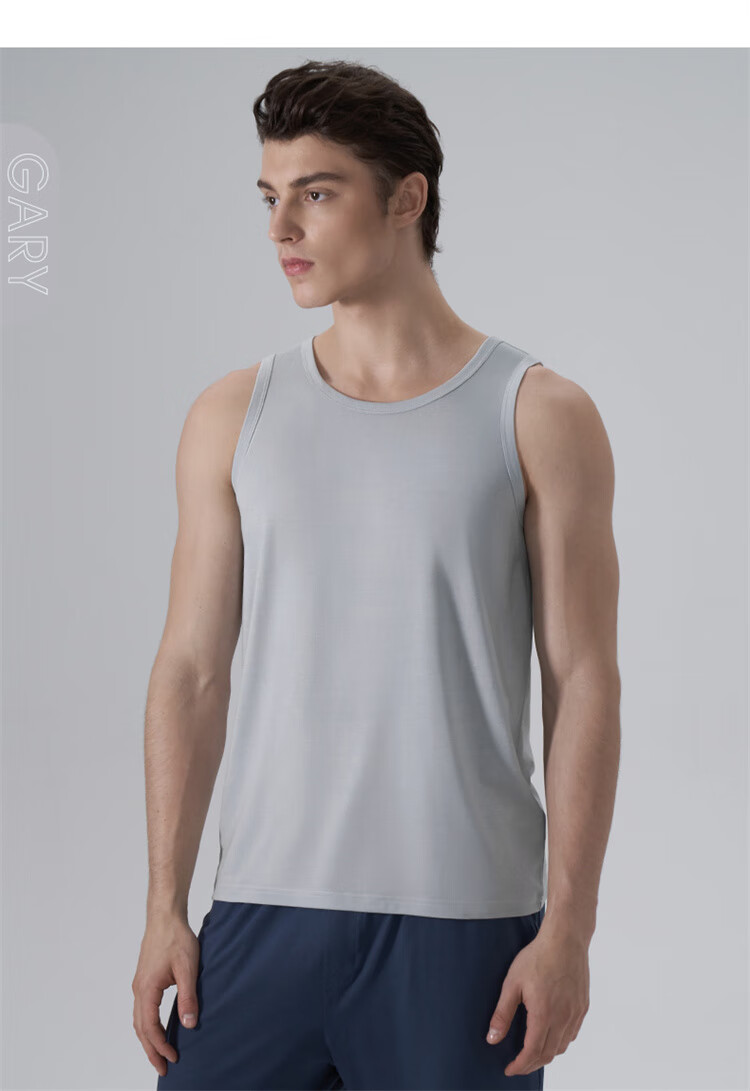 Maniform Men's Modal Round Neck Cooling Vest, Wearable As Outerwear Or Undershirt, Fitness Tank Top 9