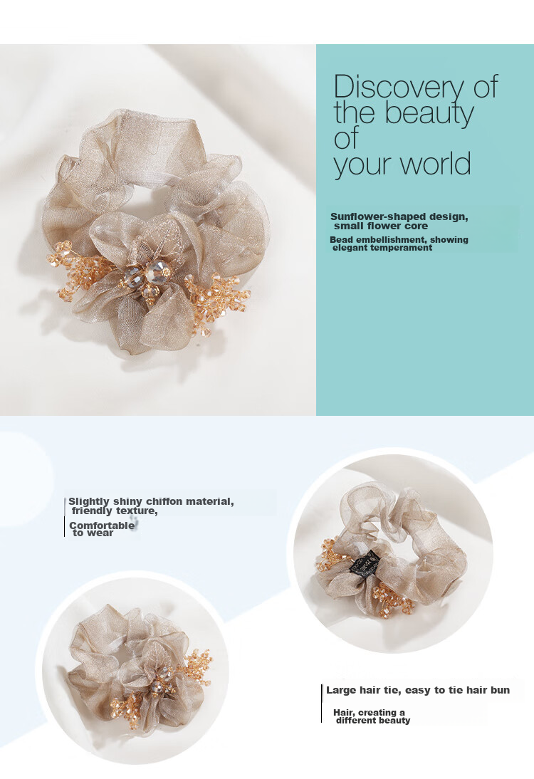 CHIMERA Organza Hair Tie, Back of Head Hair Clip, Hair Flower, Hair Accessory, Hair Barrette, Women's Mid-Autumn Festival Gift 3