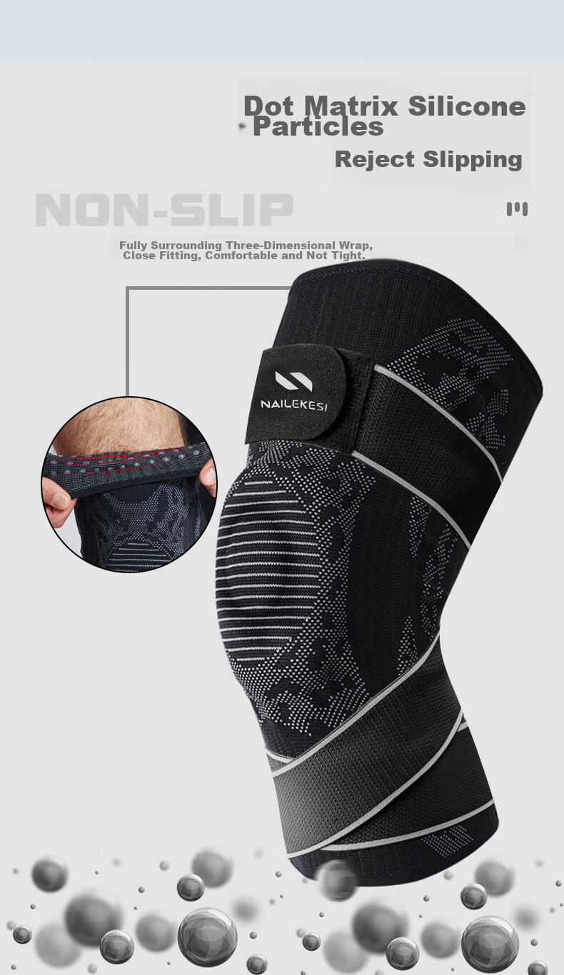 NAILEKESI N Knee Brace Professional Sports Men's Knee Joint Protector for Meniscus Injury Fixation Bandage Compression Badminton Basketball 12