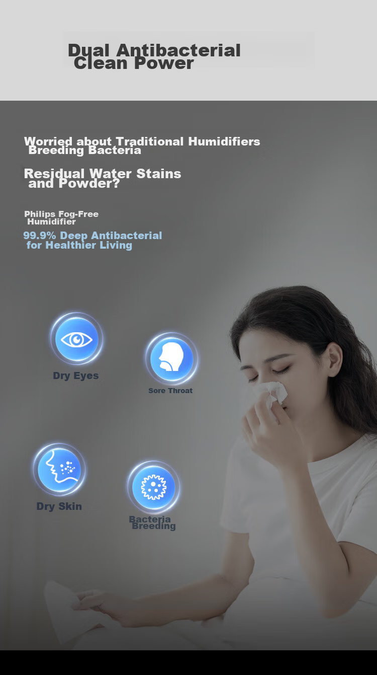 PHILIPS Humidifier for Home Bedroom, Mother And Baby Use, Quiet, Antibacterial, No Mist, Air Conditioner Humidifier, for Rhinitis, Pregnant Women, Infants, Small Desktop Large Capacity HU5969 Gift 4